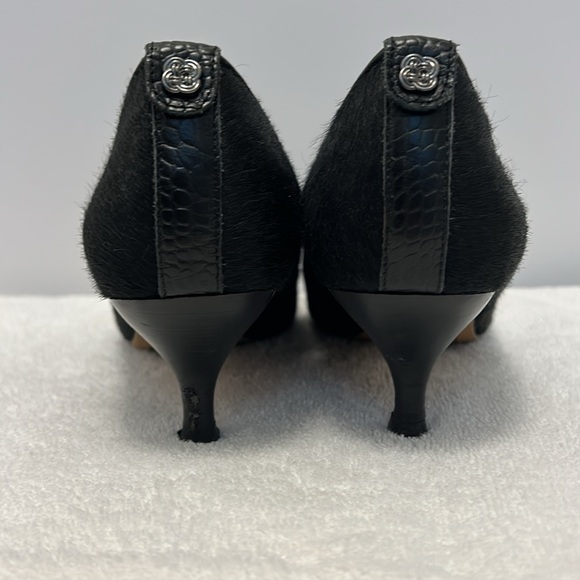 Elliot Lucca Leather Calf Hair Heeled Black shoe size 7 - Picture 9 of 11